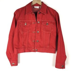 LIZ CLAIBORNE LizWear Jean Denim Jacket Crop Retro Western Rodeo Petite Small